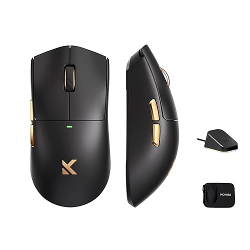 MCHOSE K7 Ultra Gaming Mouse Wireless, 59g Ultra-Lightweight, PAW3950 Sensor, 8000Hz Polling Rate, 42K DPI, 5 Programmable Buttons, 120 Hours of Playtime, Magnetic Wireless Charging Dock Black