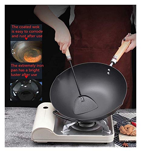 CTCOIJRN Wok-Pfanne mit Glasdeckel 13, unbeschichteter antihaftbeschichteter Eisentopf, Eisenpfanne mit Holzgriff, geeignet for Induktionsherd, Erdgas 5 CTCOIJRN Wok-Pfanne mit Glasdeckel 13, unbeschichteter antihaftbeschichteter Eisentopf, Eisenpfanne mit Holzgriff, geeignet for Induktionsherd, Erdgas
