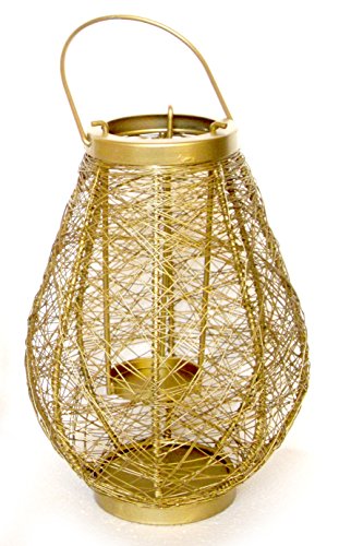 Nexplora Industries Pvt. Ltd. Metal Decorative Bird Nest Shaped Tealight Candle Holder, Height 24 cm, Golden, 1 Piece