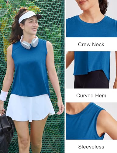 Image of MAGCOMSEN Workout Tank Tops Woman Summer Open Back Yoga Athletic Shirts Sleeveless Tie Back Loose Fit Gym Muscle Tank
