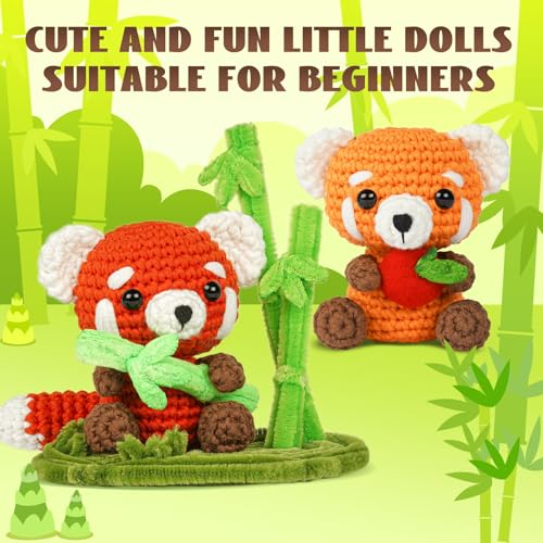 Image of MOREJMTT Crochet Kit for Beginners, Crochet Animal Kits, Crocheting Kit for Starters, Learn to Crochet with Step-by-Step Video Tutorials, Beginner Crochet Kit for Adults(Panda)