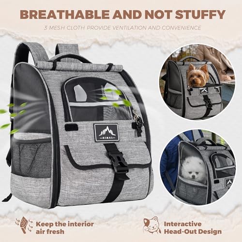 Pet-Carrier-Backpack-for-Dogs-and-CatsPuppiesVentilated-Design-Breathable-Dog-Carrier-BackpackCat-Bag-for-Hiking-Travel-Camping-Outdoor-UseGray