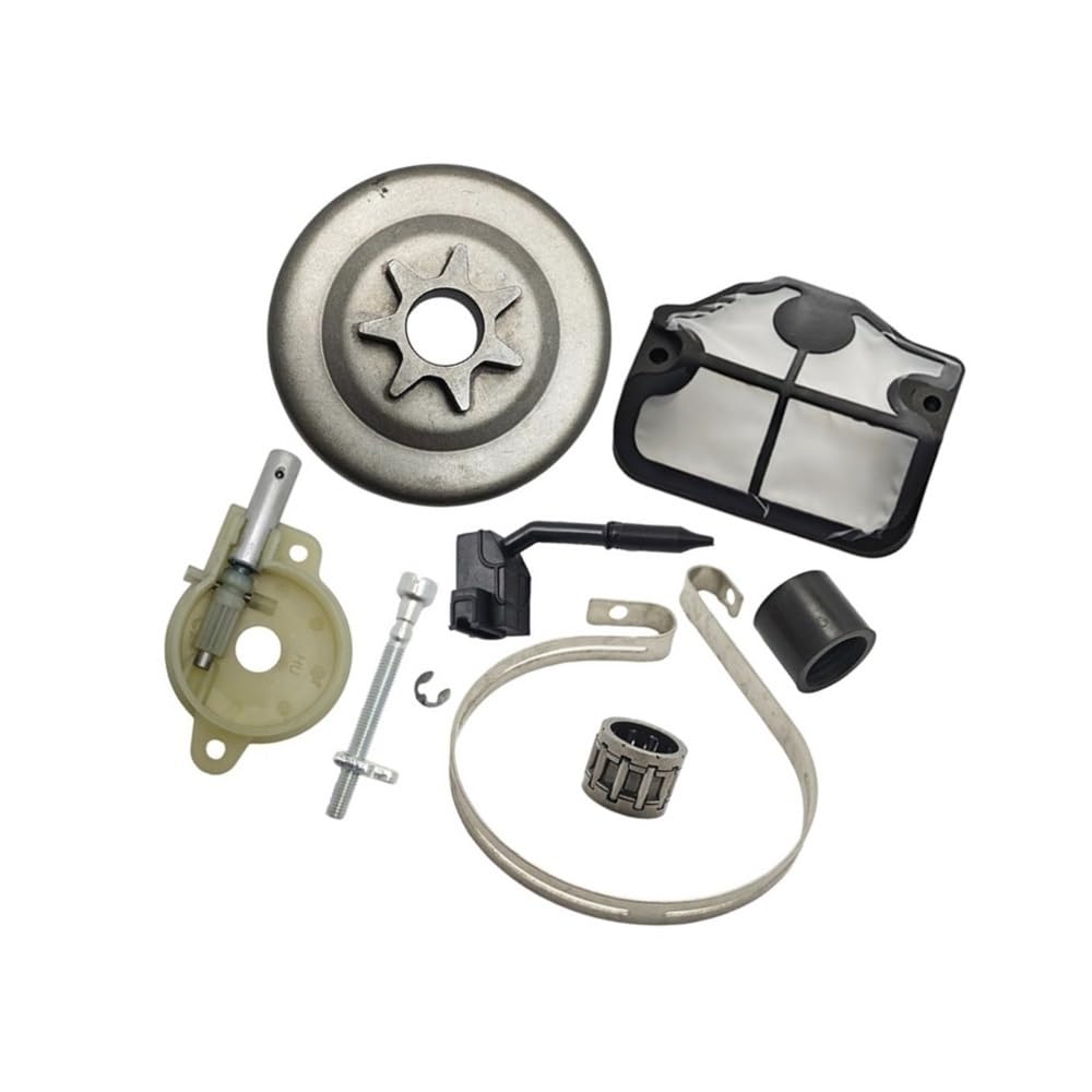 Kit de Banda de Freno Tensor de Cadena de Bomba de Aceite de Tambor de Embrague Apto for OEM142 141 137 136 36 41 repuestos de motosierras de Cadena de Gas