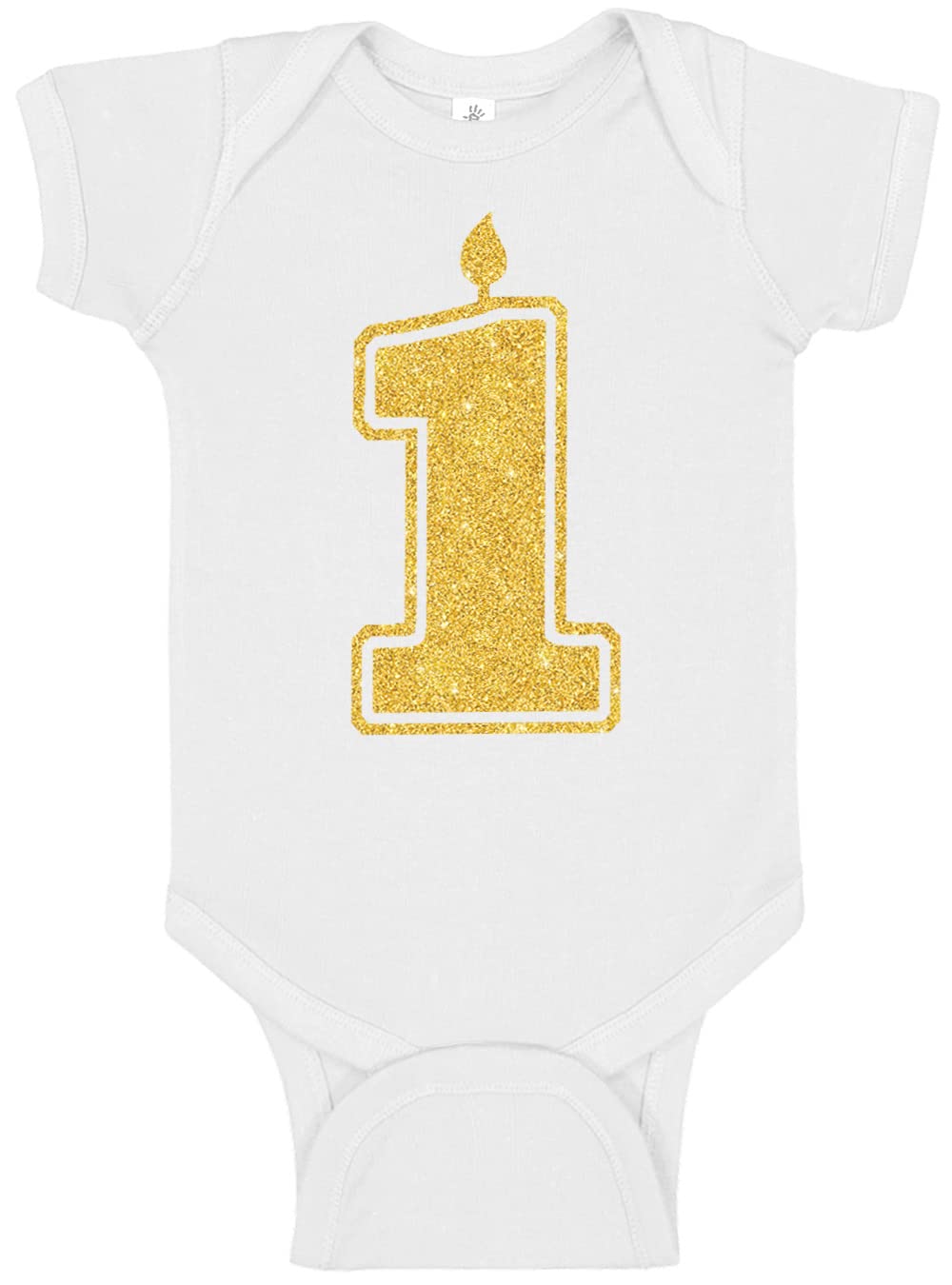 Aiden's Corner Cute Baby Boy Girl Handmade First Birthday Bodysuits 1 Gold and Silver Party Outfits (1 Gold White, 18 Months)