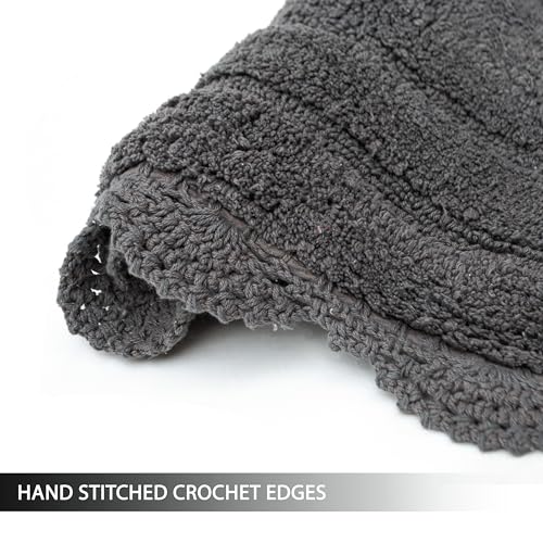 Chardin Home B036-3 Griffin Grey Crochet Bathrug,100% Cotton Round Bathmat thumb #4