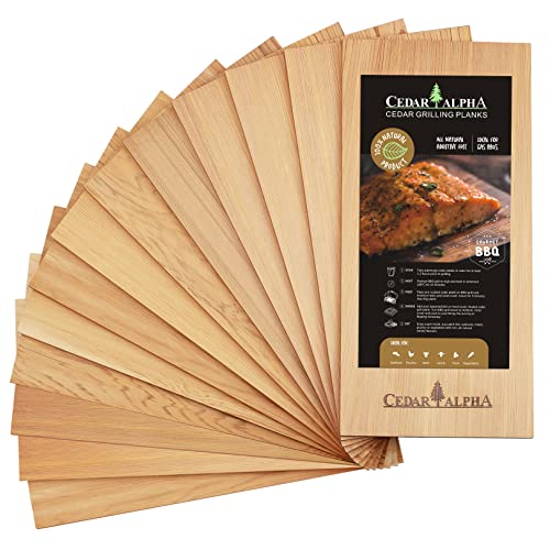Bigger 12 Pack Premium Cedar Planks for Grilling Salmon, Meat Fish and Veggies. Adding Extra Smoke and Flavor, Soaking Fast, Top Grade Cedar Grilling Planks (11