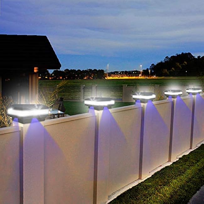 Sumaote Solar Post Lights 6x6 Post Cap fit 4x4 5x5 6x6 Wood Posts 6000K White Lighting