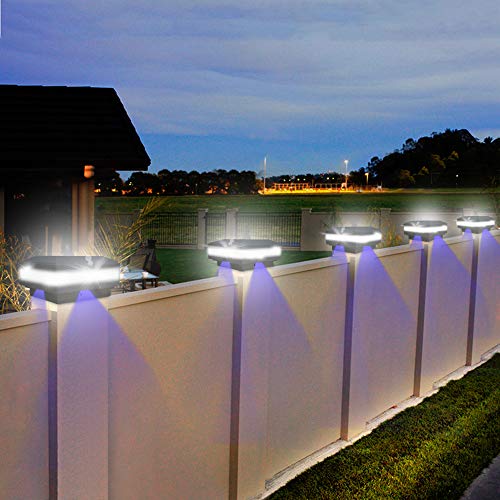 FVTLED 4er Solar Zaunbeleuchtung Pfostenkappe für Mehrere Größen 7x7,8x8,9x9,10x10 Standardpfosten 6000K IP65 wasserdicht Pfostenkappen Holzpfosten,Abdeckkappen Zaunpfosten mit Schrauben – Bild 3