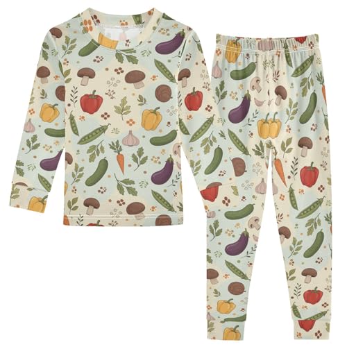 Pajama Sets Long Sleeve Vegetable Pattern Print Soft Comfy Sleepwear 2 Piece PJS 3-8T