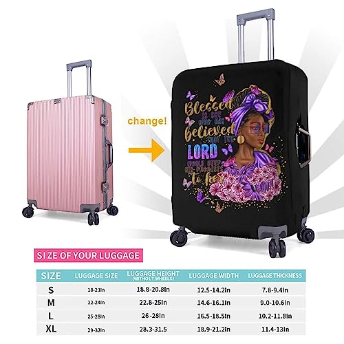 Image of Travel Suitcase Protector African American Girl Elastic Protective Washable Luggage Cover With Concealed Zipper Suitable For 18-32 Inch, Color-3-5, M (for 22--24 inch luggage)