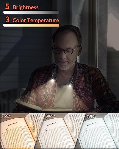Lepower-Tec L-001-01-22-BK-US Neck Reading Light, 3-Color & 5-Brightness Neck Light, Book Light thumb #1