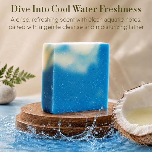 Image of 360Feel Handmade Castile Soap - Cool Water, 5 oz, 4-Pack | Handmade with Essential Oils for Soothing Scent - Suitable Gift for Anniversaries, Weddings and Holiday Stockings