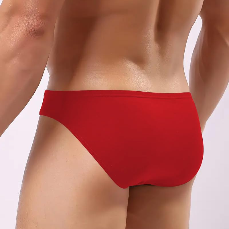 1 Pc Men's Underwear, Red Breathable, Lightweight Breathable, M3