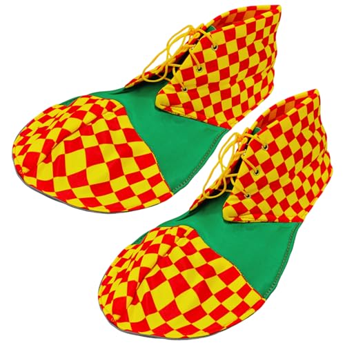 OAOSDH 1 par de sapatos de palhaço aos quadrados, disfarce de cosplay personalizado, cordões ajustáveis, acessórios de jogos de papéis, sapatos de vestir de repente de festa.