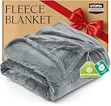 Utopia Bedding Fleece Blanket Queen Size Ash Grey 300GSM Luxury Fuzzy Soft Anti-Static Microfiber Bed Blanket (90x90 Inch)