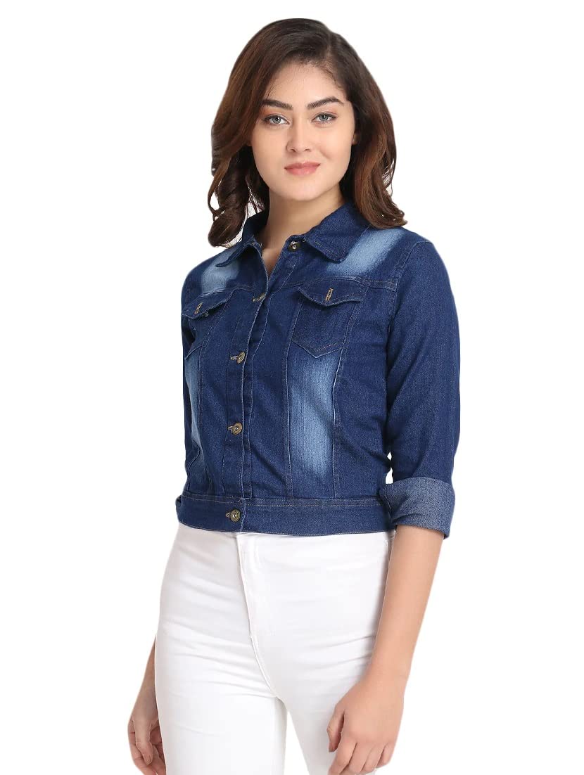 hrikshika fashion HIRIKSHIKA FASHION Full Sleeve Regular Fit Solid Women Denim Jacket (S, Blue)-picture-29