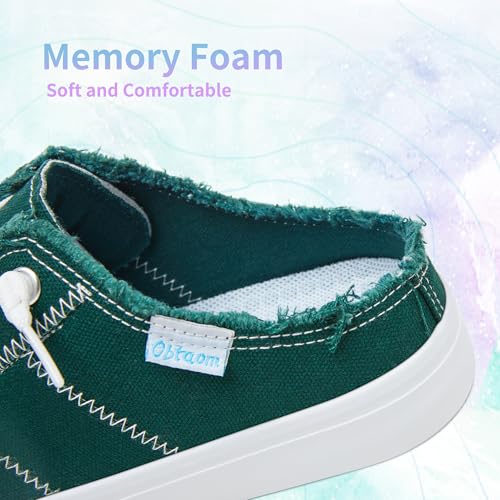 Image of Obtaom Women Canvas Mules Memory Foam Clipper Fashion Sneakers Comfortable Slip-On Mule Backless Holiday Shoes