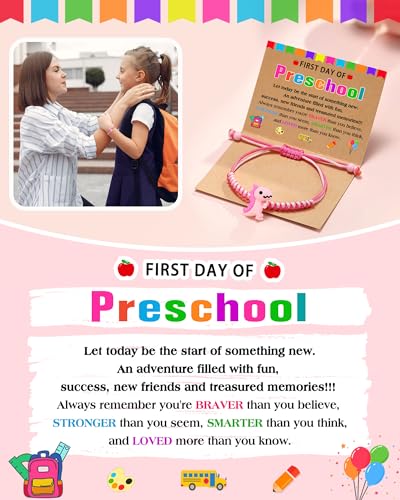 Image of Back to School Dinosaur Bracelet- First Day of School Kindergarten Preschool Gifts for Kids Boys Girls
