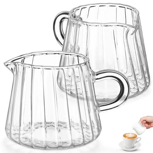 iplusmile Carafe en verre élégante en forme de pot à lait en verre, carafe à café, pichet à lait créatif pour faire mousser le lait mousseur à lait (200 ml)