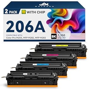 Juego de cartuchos de tóner 206A W2110A compatible con cartuchos de tóner HP 206A 206X HP Set funciona con HP Color Laserjet MFP M283fdw M255dw M283 M255 impresora de tinta de alto rendimiento