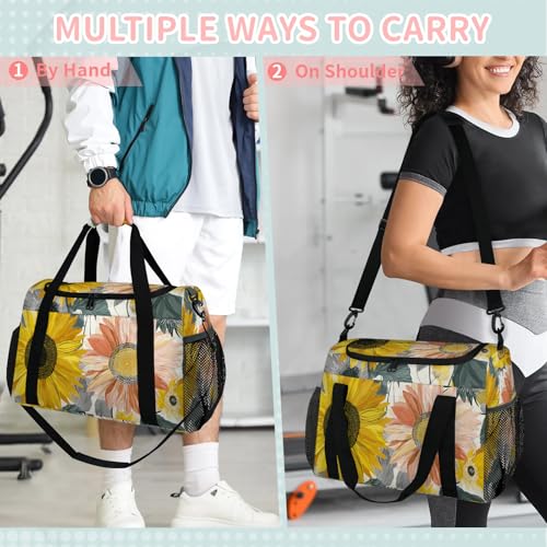 Sunflower Graffiti Travel Duffel Bag Weekender Overnight Bags for Women Men Foldable Waterproof Tote Bag with Trolley Sleeve4
