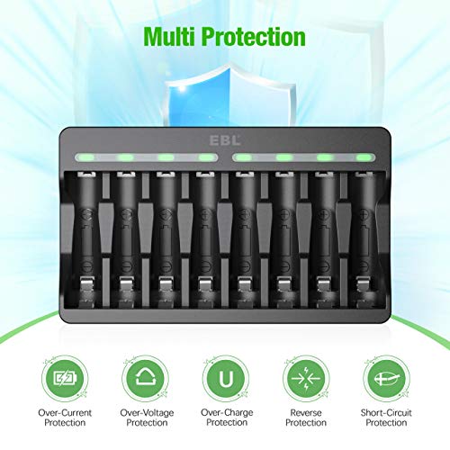 Ebl 8 Pack Of Rechargeable Lithium Aaa Batteries 1200Mwh With 8 Bay Smart Battery Charger For Aa Aaa Lithium Rechargeable Batteries thumb #5