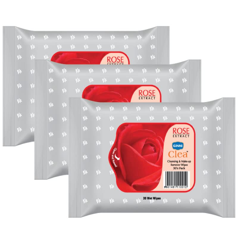 CLEA Wet Wipes, Cleansing & Makeup Remover Wipes, Wet Tissues for Face Moisturizing With Rose Freshness (90 Wipes)