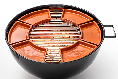 FUMOSA keramische Grillschale Ronda für 57cm Holzkohlegrills (z.B. Master-Touch) - Cazuela - Tapas Keramik Schale - 3er Set - 4