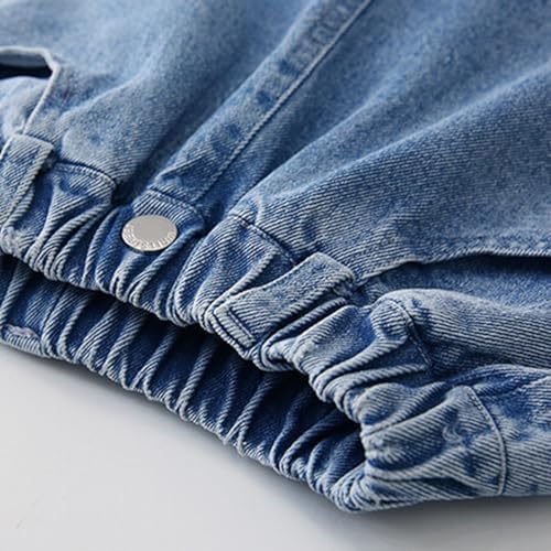 Kids Girls Streetwear Denim Cargo Pants High Elastic Waist Length Baggy Wide Leg Jeans Clothes Vintage Trousers (c-A, 4-5 Years)4