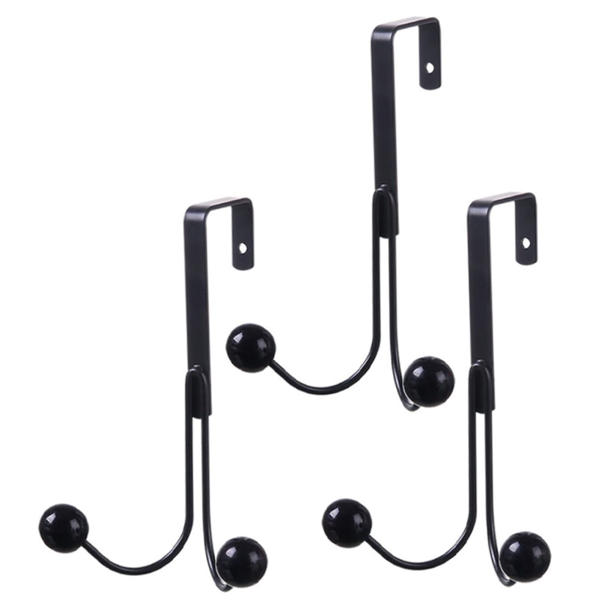 VINTORKY 3pcs Wrought Iron Hook Clothes Rack Over Door Hook Coat Hanger Wall-Mounted Coat Rack Behind The Door Hooks Over The Door Hanger Overdoor Hanger Organizer Coat Hook Hat Hook Black