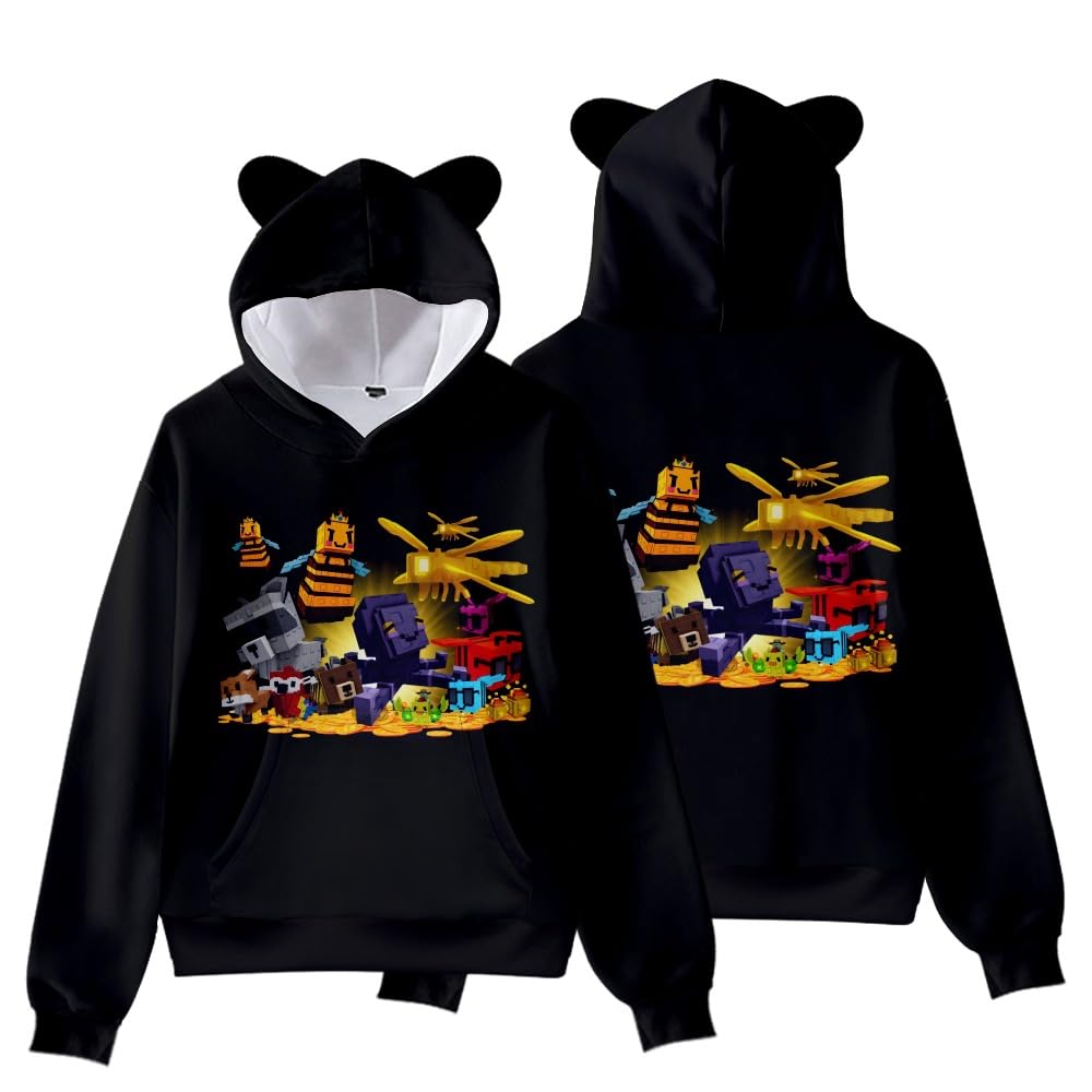 Hzsyc Boys H Grow A Garden 3D Figure Printed Sweatshirt Kids Grow A Garden Cat's Ear Shaped Oodie (,9-10Years)