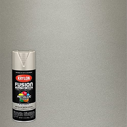 Image of Krylon Fusion All-In-One Adhesive Spray Paint for Indoor /Outdoor Use, 12 oz, Satin Nickel