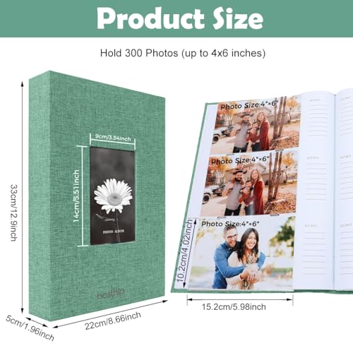 Image of HASTHIP Photo Album for Collection Scrapbook Hardcover Linen, 300 Pockets for 4x6 Photos, Family Baby Memory Book, Customizable Keepsake for Travel, Kids, Anniversary