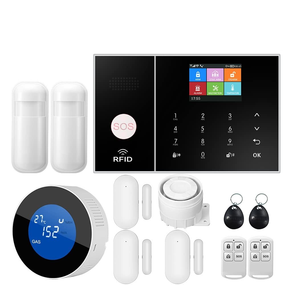Kit Alarma Casa, Sistema de alarma de seguridad for el hogar GSM Wifi Tuya Smart Life Control Kit de alarma antirrobo con sensor de puerta(SPS3010)