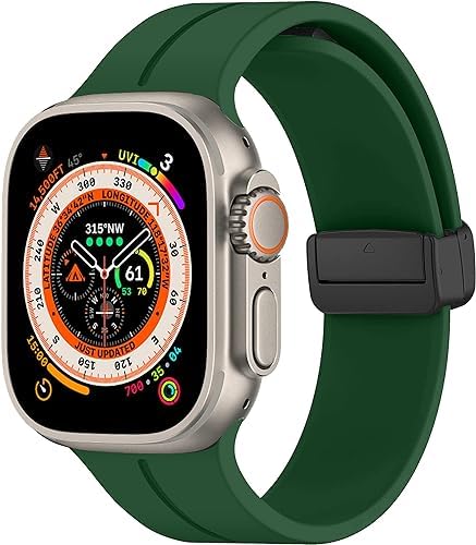 Image of Soft Silicone Sport Band Compatible with Apple Watch Ultra 49mm 45mm 44mm 42mm Magnetic Clasp Adjustable Strap For iWatch Series 10 9 8 7 6 5 4 3 2 1 SE Ultra 2nd gen (Only Strap, No Watch)