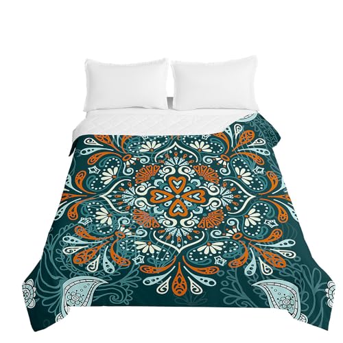 Odot Colcha Bouti Bohemia Ligero para Cama 90/135/150/180,Primavera, Verano e Otoño Microfibra Extra Suave, Colcha Cubre Cama Multiusos (Mandala,130x150cm)