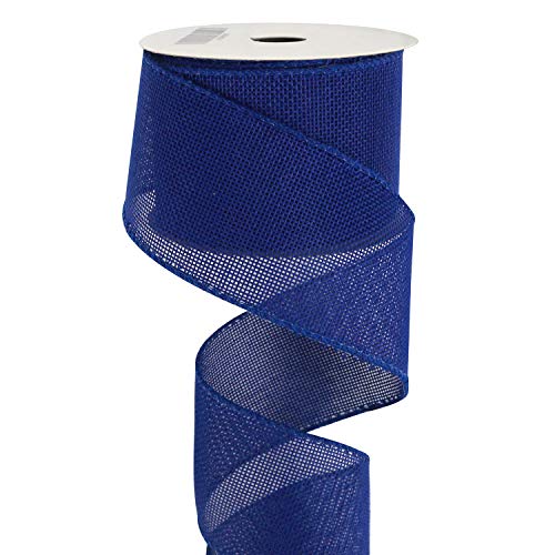 HUIHUANG Royal Blue Ribbon Wired Solid Wire Edge Burlap Ribbon 2.5 inch Jute Ribbon for Wreaths, Big Bows, Crafts, Decorations, Garland, Swags -10 Yards (30 feet)