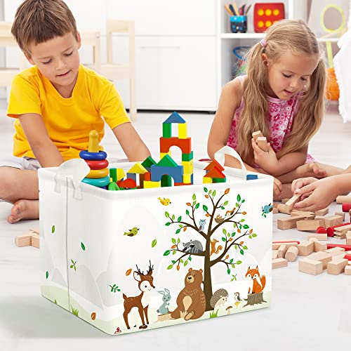 Clastyle Forest Animal Baby Laundry Hamper Collapsible Tree Clothes Kids Storage Basket Waterproof Boys Girls Toy Box for Nursery Room Bear Deer Fox - Image 4