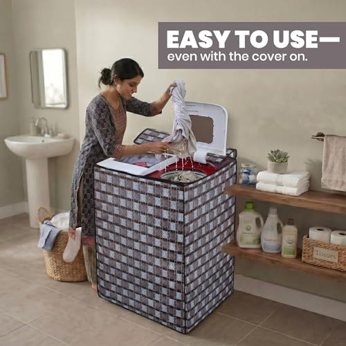Image of DREAM CARE Waterproof & Dustproof Washing Machine Cover Top Load & Semi Automatic Suitable for 6 kg, 6.2 kg, 6.5 kg (80 x 86 x 51 cms)