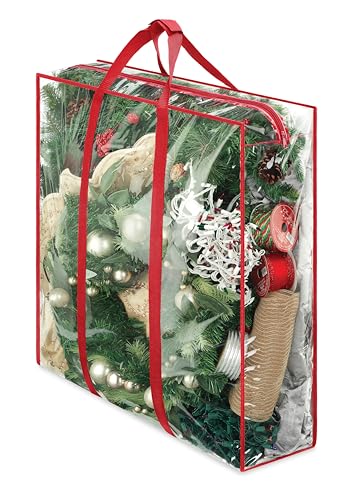 Image of Whitmor Christmas & Holiday Jumbo Storage Bag - Store wreaths, decor, gift bags, tissue paper - Clear