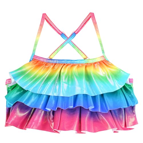 TFJH E 3PCS Girls Bathing Suits Bikini Swimwear Kids Princess Skirt Sets 3-10Y2