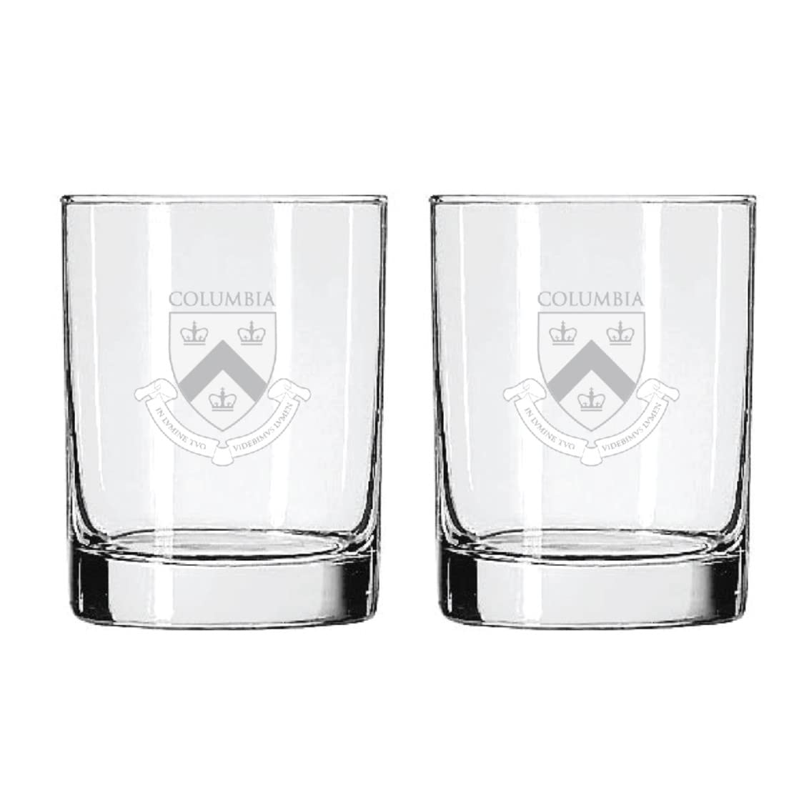 Columbia University 2-Sided Satin Finish Rock Glass Set of 2 14oz