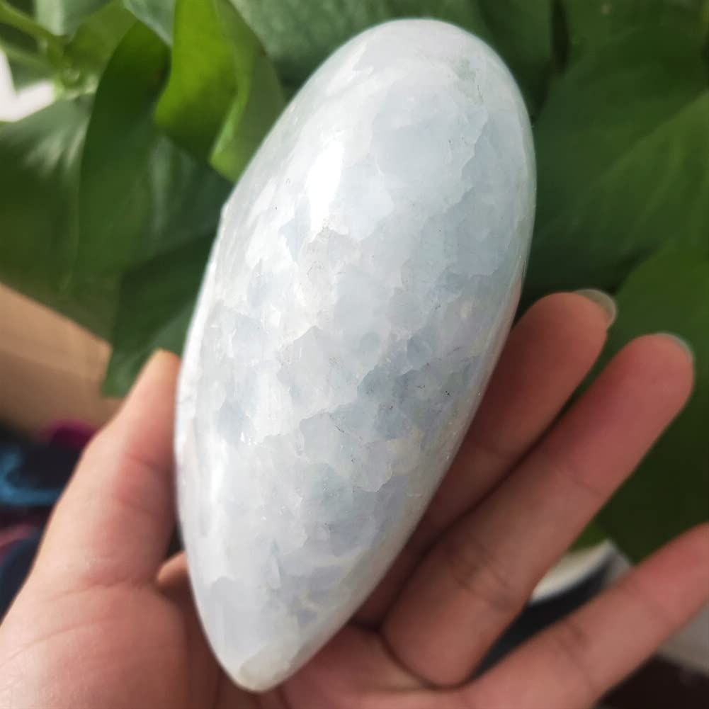 10-12cm Natural Celestite Crystal Heart Candleholder Celestine Quartz Gemstone Candlestick Decoration Suitable for Furniture Decoration (Size : 700-800g)