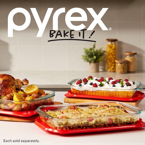 Image of Pyrex Basics 3 QT Glass Baking Dish With Plastic Lid, Casserole Dish, Glass Food Container, Oven, Freezer And Microwave Safe, Clear Container