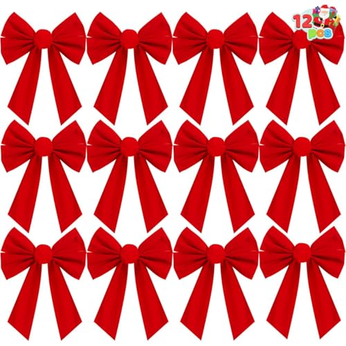 Weihnachtsschleifen Rot Outdoor 20 JOYIN 12 rote Weihnachtsschleifen aus Samt, 33 cm lang und 22,9 cm...
