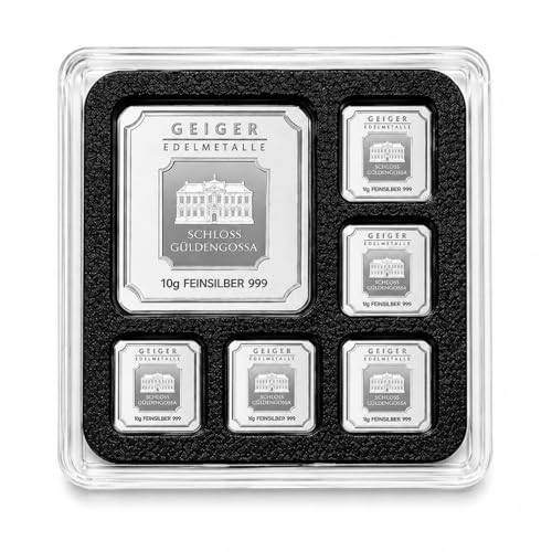 Gold Silver Platinum Display Case Fits Geiger-Style Bars, Holds 1x 10g + 5X 1g Fractional Bullion Storage Organizer (Case Only)