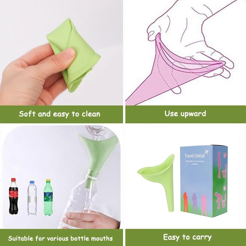 Female Urination Device, Reusable Female Urinal Silicone Women Pee Funnel Allows Women to Pee Standing Up, Portable Womens Urinal is The Perfect Companion for Camping,Outdoor,Travel (3 PCS Pink)