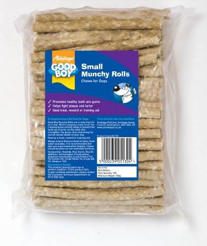 Good Boy Small Natural Rolls 100 Dog Chews 125mm x 9-10 mm 900g