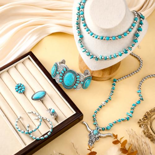 Image of Ecally Western Turquoise Jewelry Set for Women