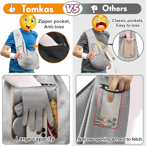 Tomkas Small Dog Sling Carrier - Zipper Pocket & Adjustable Strap - for 3-10 lbs Pets(Grey)